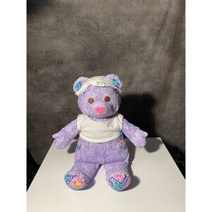 Vtg Doodle Bear Plush Pink Purple 16”  TYCO 1996 Hat Shirt Teddy Pets 90'a Toy